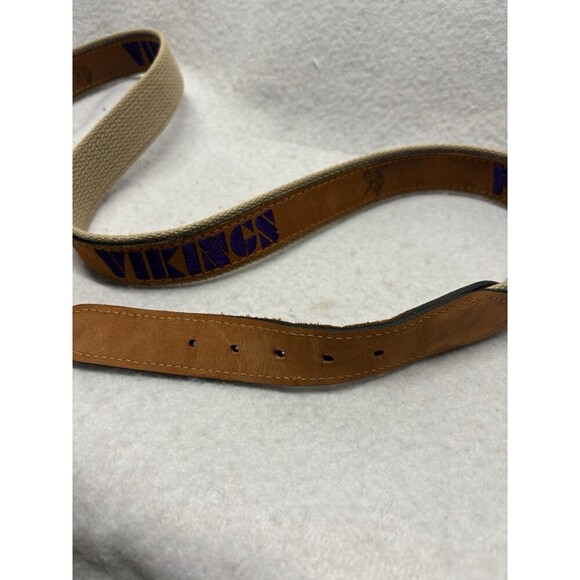 Zep-Pro Minnesota Vikings Football NFL Leather Canvas Brass Belt Size 36 USA - Picture 3 of 5